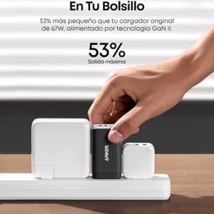 Anker 65W Cargador Tipo C de 3 Puertos, Portatil y Plegable